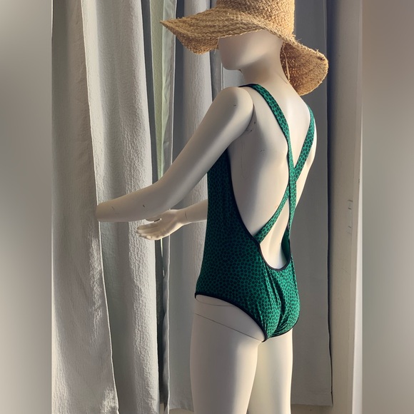 Diane Von Furstenberg Green & Navy V‑Neck One‑Piece Swimsuit - Picture 7 of 11